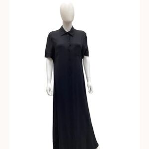 Black Longline duster Maxi button-down dress